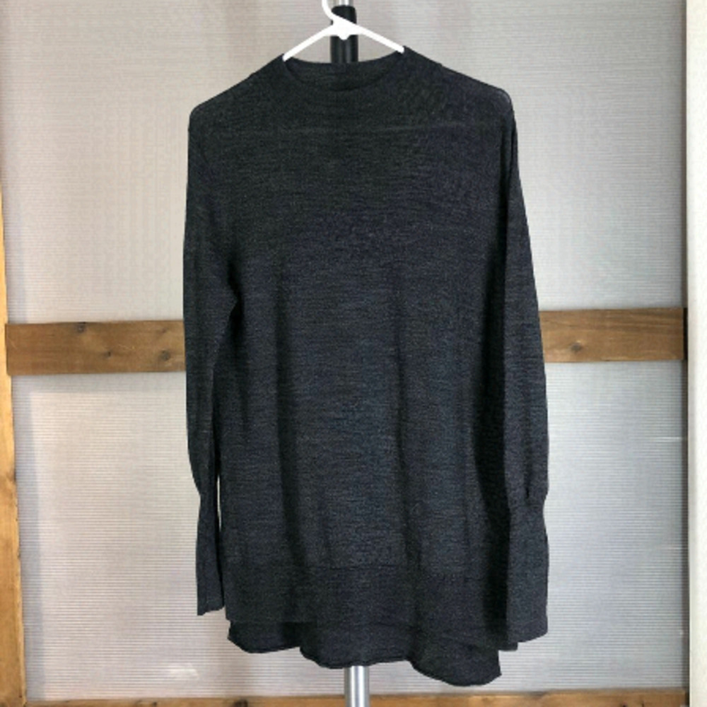 BADGLEY MISCHKA Merino Wool Dark Grey Lightweight Crewneck Sweater Sz L - Picture 2 of 8